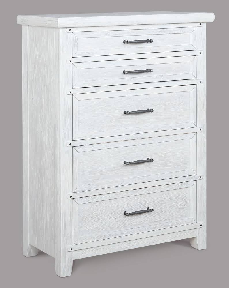 White Wood 5-Drawer Chest A214