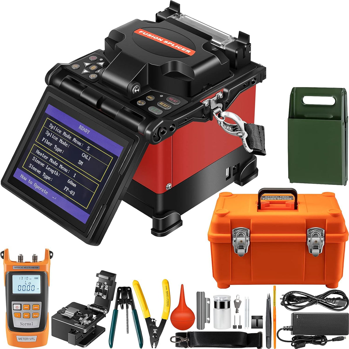 Fiber Optic Fusion Splicer Kit with 5 Inch LCD Screen E724