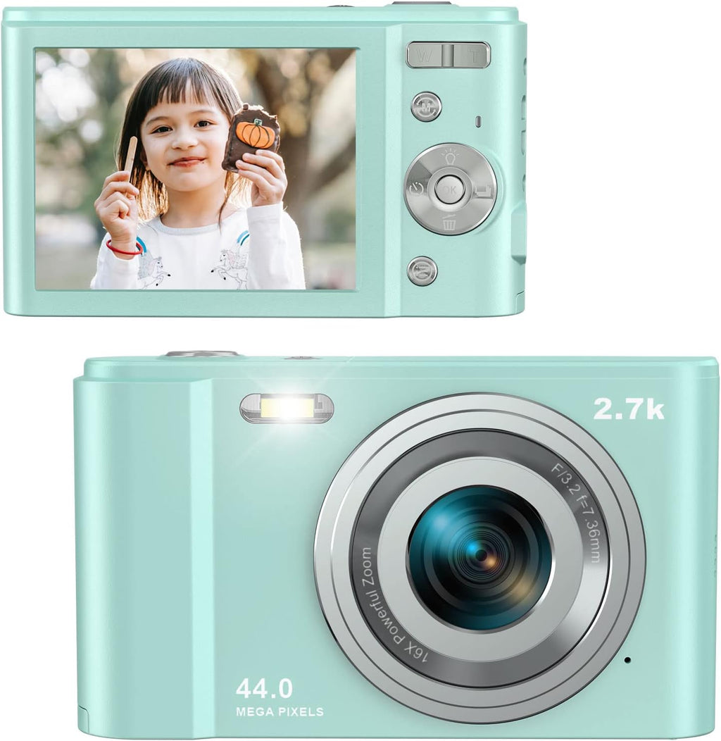 2.7K 44 Mega Pixels Portable Digital Camera with 16X Digital Zoom, 2 Batteries, Black, Pack of 2 A5240