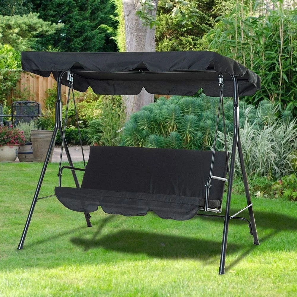 3-Person Metal Porch Swing Bench with Canopy Q967