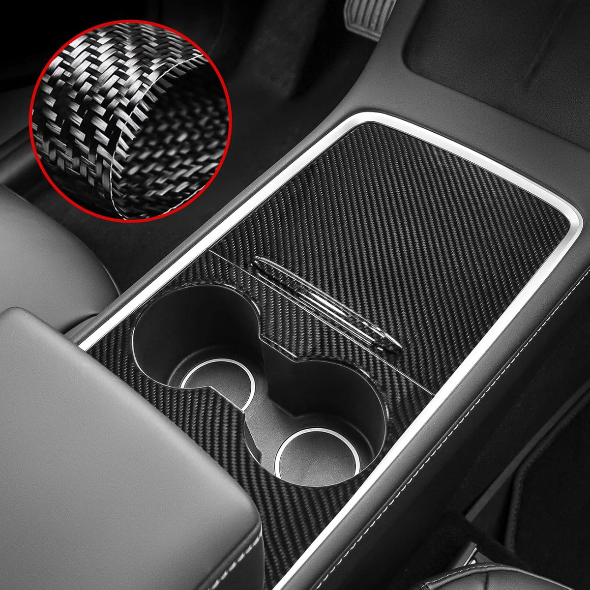 Carbon Fiber Center Console Wrap Kit for Tesla Model 3 Model Y S72139