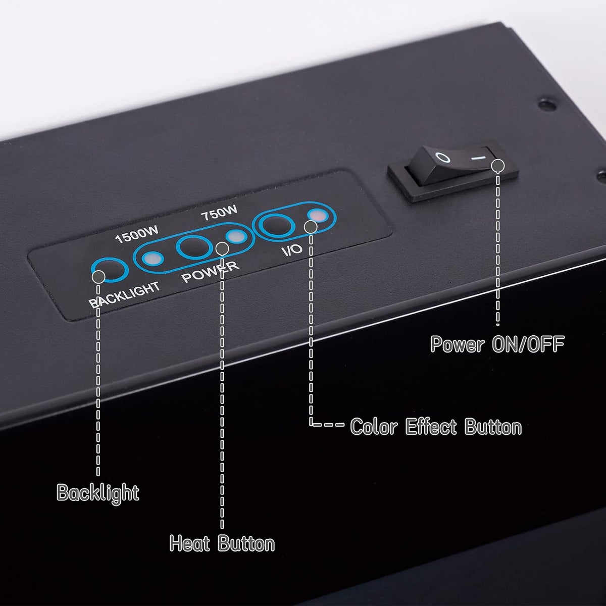 Black 36 Inch Wall-Mounted Electric Fireplace with Remote Control V9821