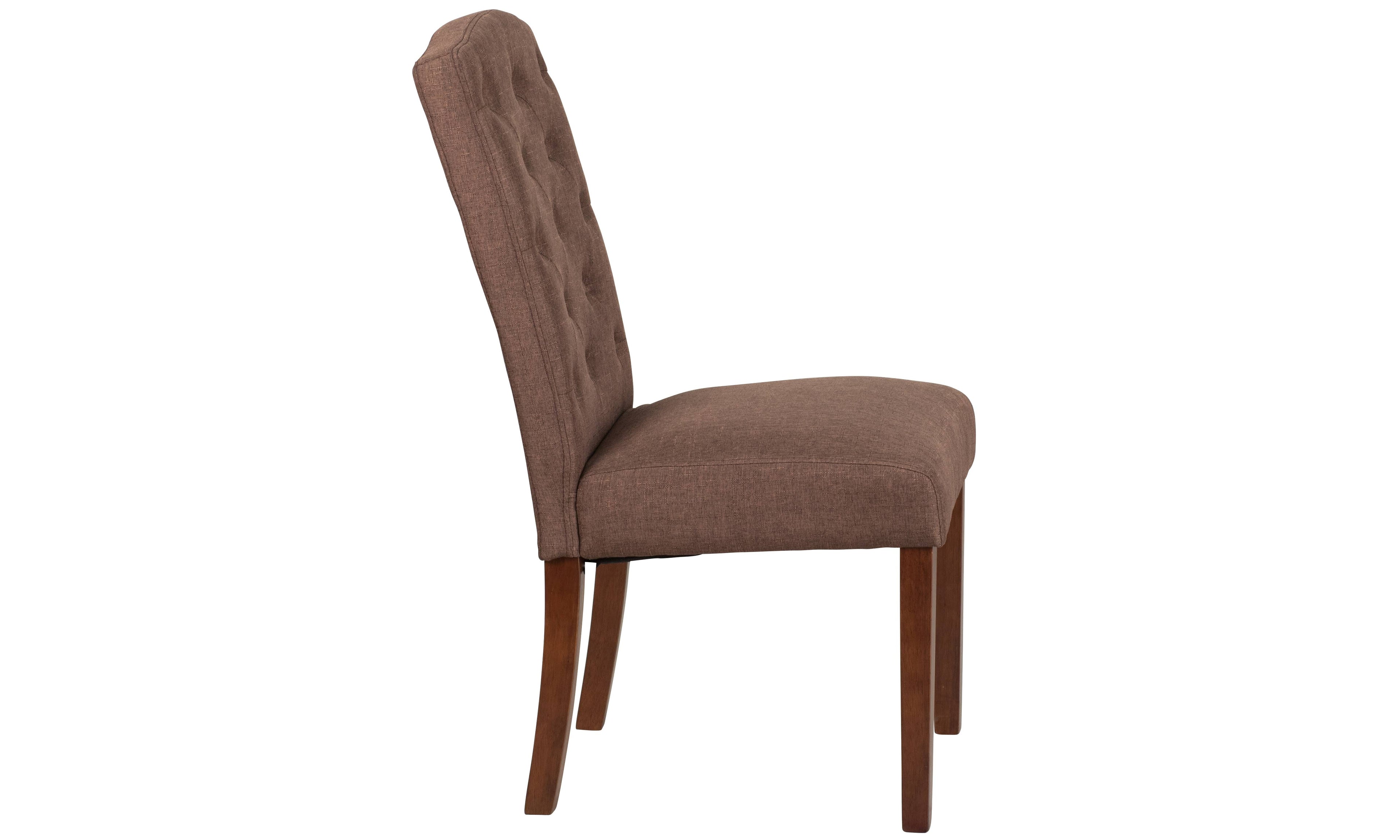 Brown Fabric Tufted Parsons Chair I480