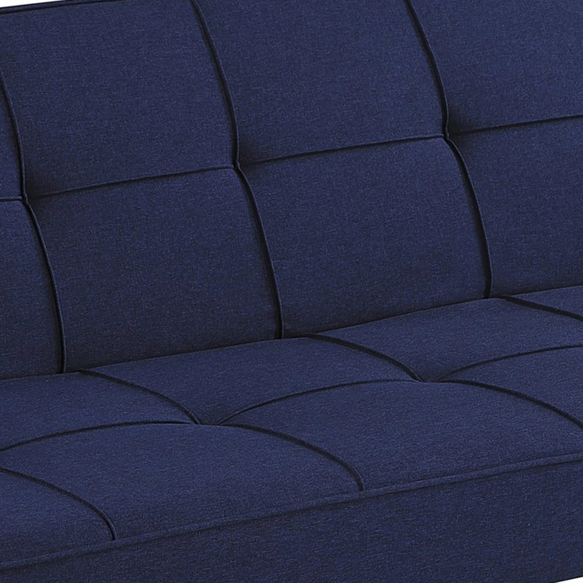 Tufted Blue Linen Like Fabric Sofa Bed Futon with Chrome Legs U193437
