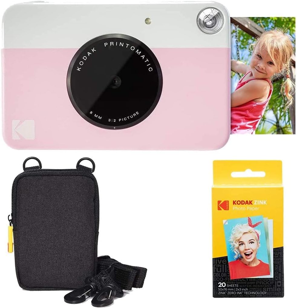 Green Instant Camera with Zink Paper and Deluxe Case F4082