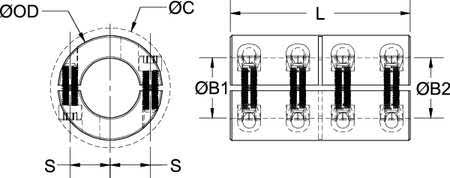 Rigid Shaft Coupling, Clamp, 3x22 L O269