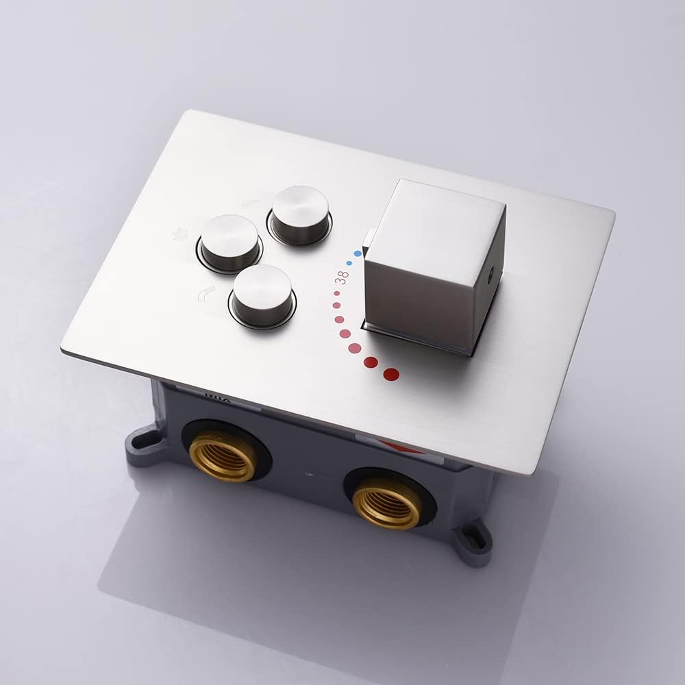 Brushed Nickel Solid Brass 3 Way Thermostatic Shower Diverter Valve K587
