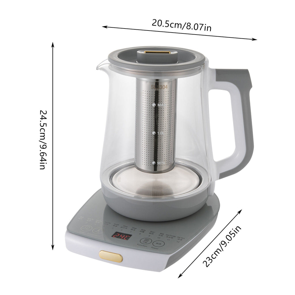 1.8L 800W Electric Kettle Glass Water Boiler Stainless Steel O616397