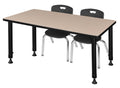 Height Adjustable Classroom Table with 2 Stack Chairs Y398