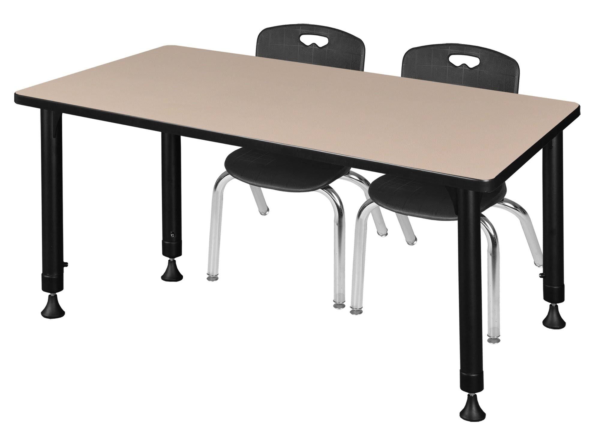 Height Adjustable Classroom Table with 2 Stack Chairs Y398