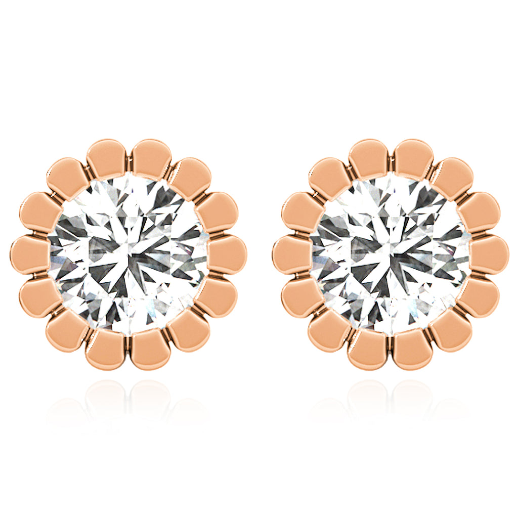 14K Gold Flower Stud Earrings L794