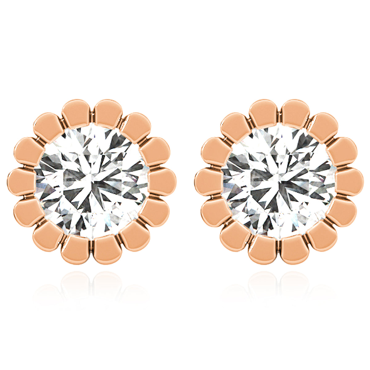 14K Gold Flower Stud Earrings L794
