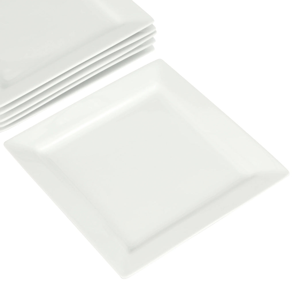 White Porcelain Dinner Plates, Set of 6 H39054