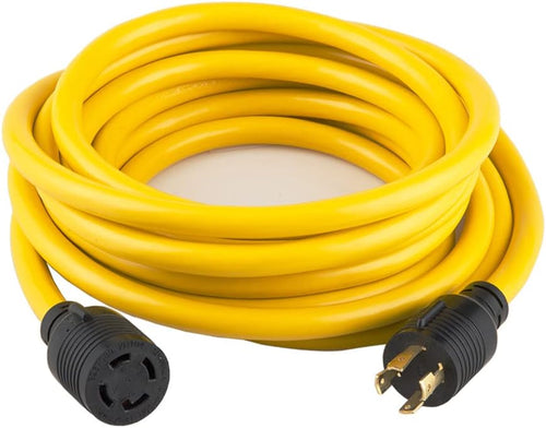 10 FEET Heavy Duty Generator Locking Power Cord NEMA L14-30P/L14-30R, 4 Prong 10 Gauge SJTW Cable, 125/250V 30Amp 7500 Watts Yellow, UL Listed, Pack of 2 E283