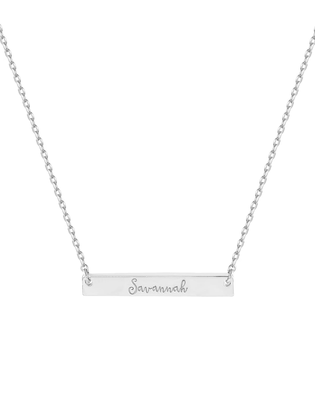 Sterling Silver Mini Bar Name Necklace H7976