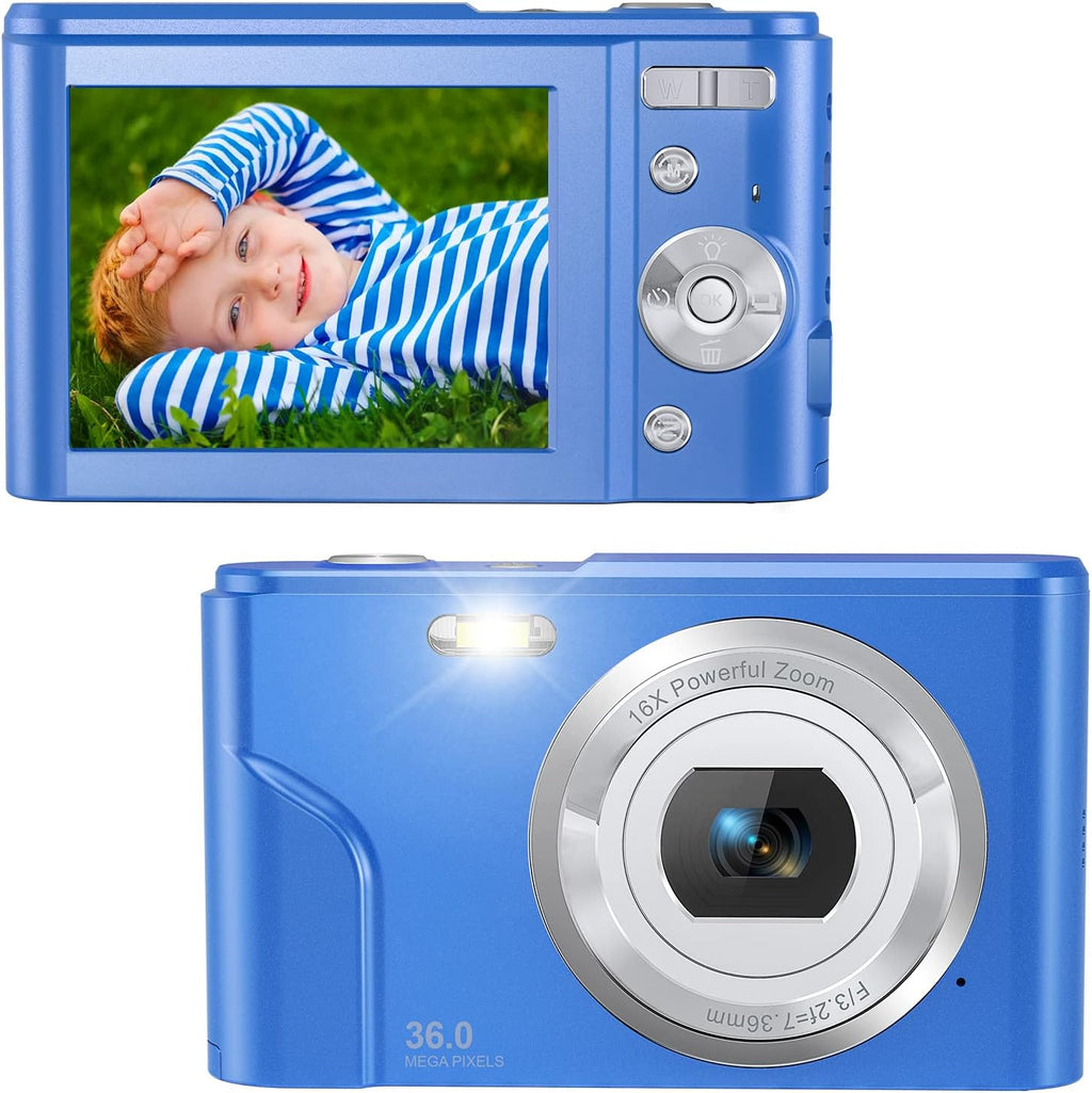 2.7K 44 Mega Pixels Portable Digital Camera with 16X Digital Zoom, 2 Batteries, Black, Pack of 2 A5240
