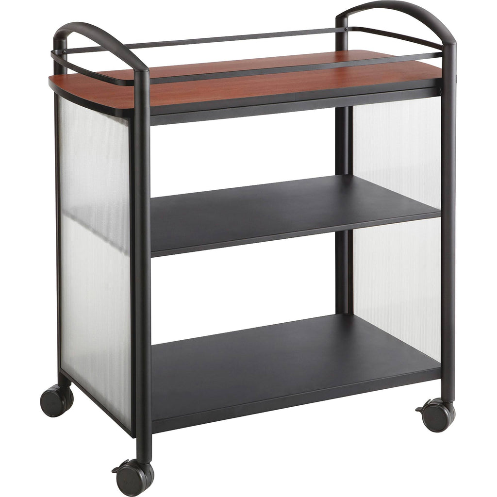 Black Cherry Polycarbonate Steel Beverage Cart Trolley with 3 Shelves M3964