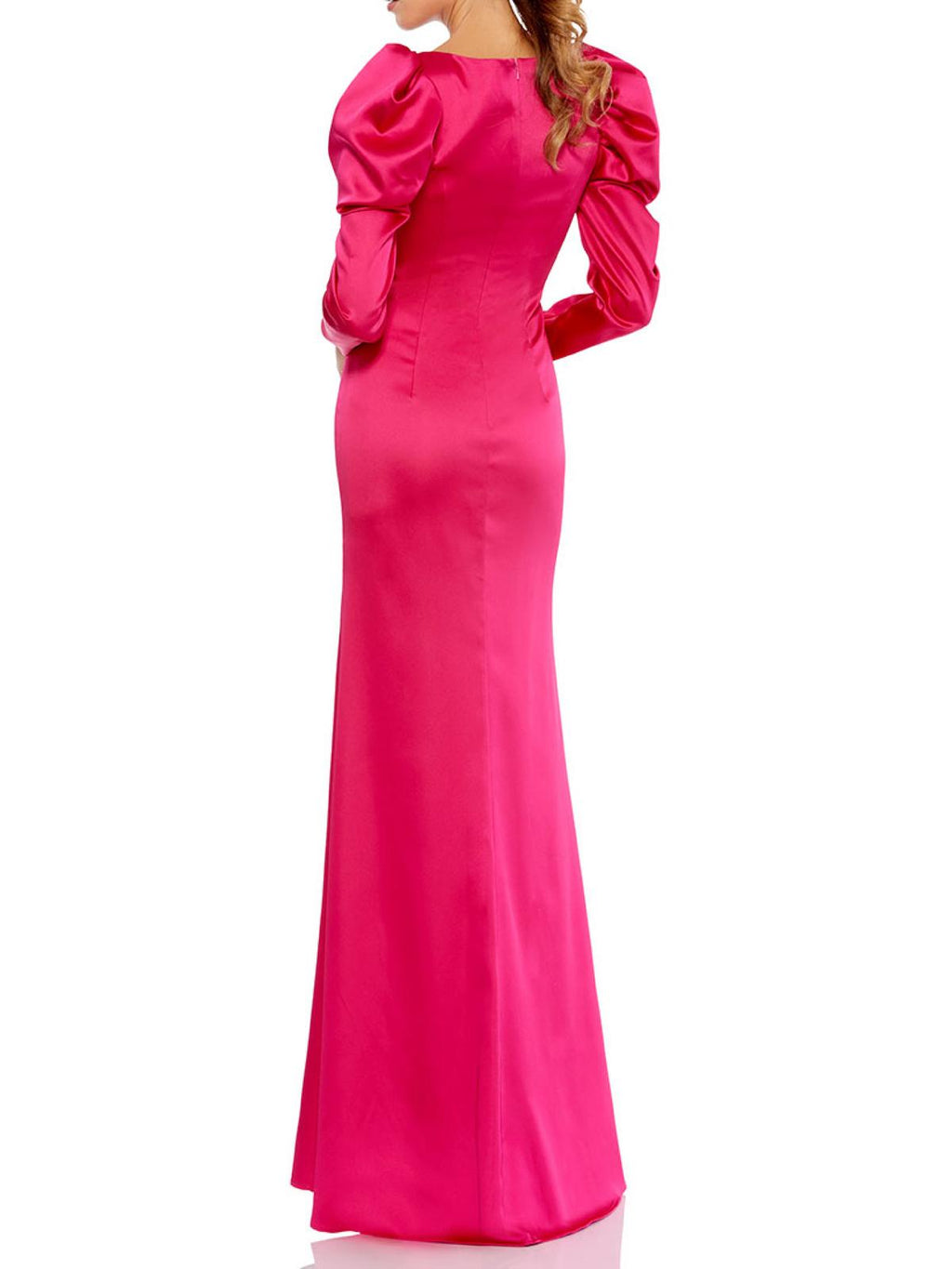 Satin Puff Sleeve Evening Dress H519130