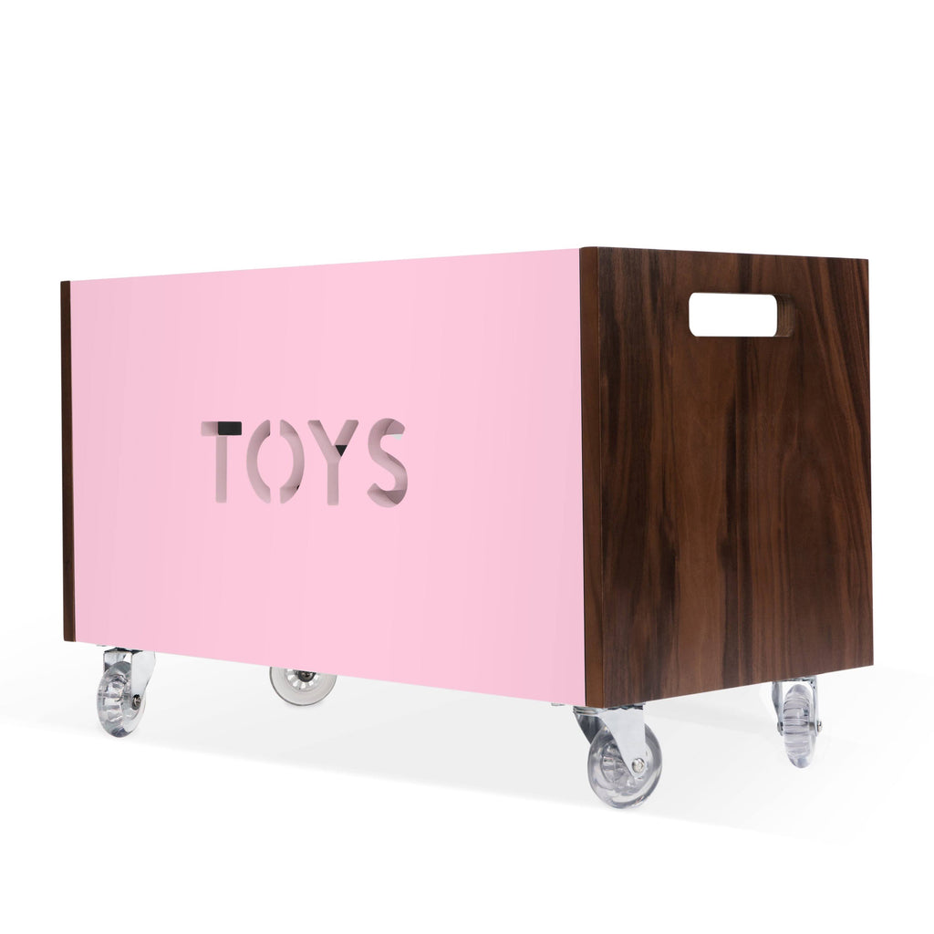 Walnut Pink Toy Box Chest on Casters G880969