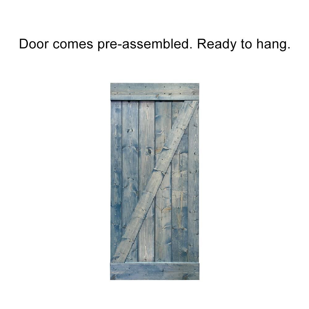 24 in. x 84 in. Weather Oak Stained Wood Interior Sliding Barn Door with Hardware Kit A9509