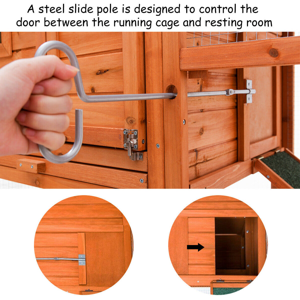 75" Waterproof Wooden Chicken Coop with Nest Box and Run N203