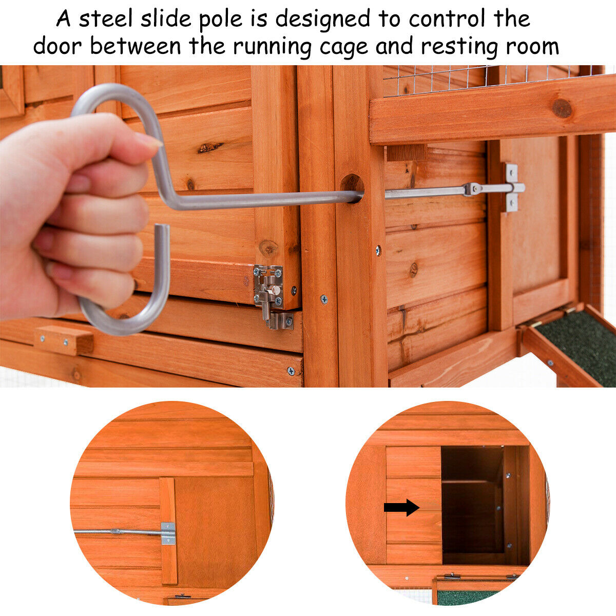 75" Waterproof Wooden Chicken Coop with Nest Box and Run N203