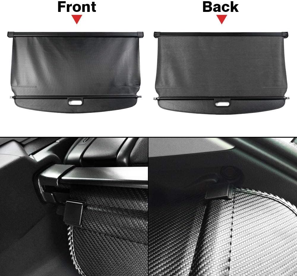 Black Carbon Fiber Texture Retractable Rear Trunk Cover Pack of 2 C218540