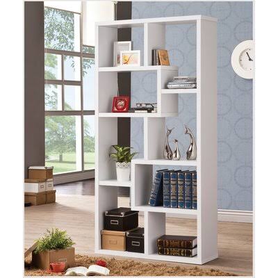 White Geometric Bookcase Y59450