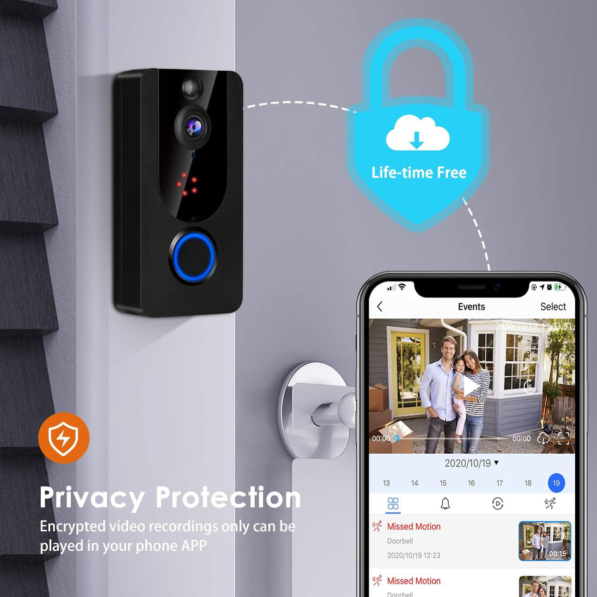 Wireless Doorbell Camera 1080P with Chime, PIR Motion Detection, IP65 Waterproof, 2-Way Audio M5475