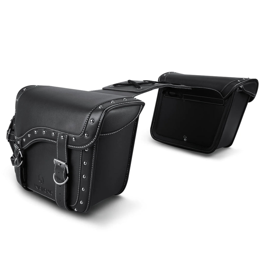 Large Black PU Leather Saddlebags 35L with Cup Holder P376