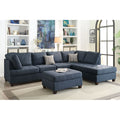 Dark Blue Sectional Sofa with Reversible Chaise and Ottoman M84444
