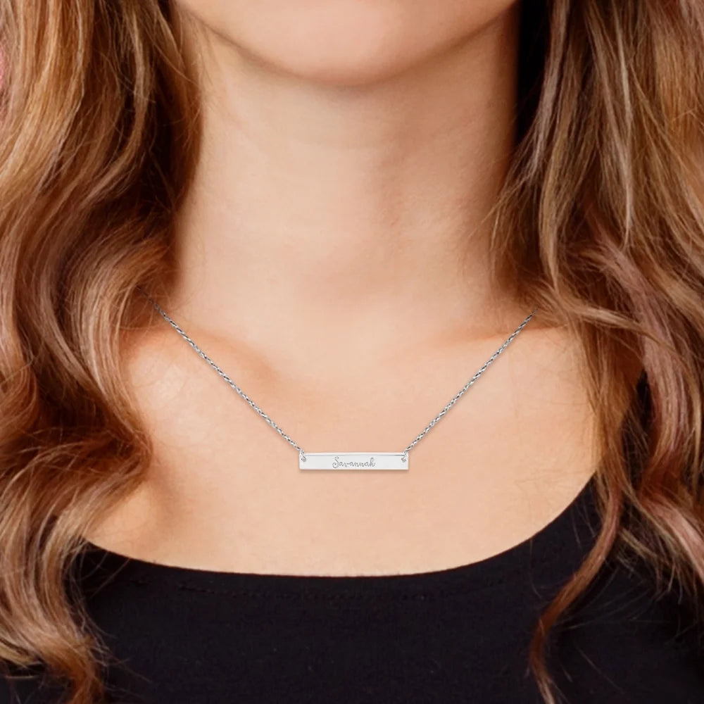 Sterling Silver Mini Bar Name Necklace H7976