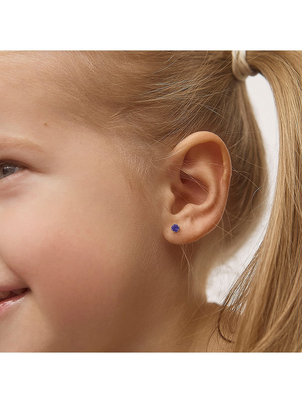 Simulated Amethyst Toddler Earrings Safety Screw Back C822