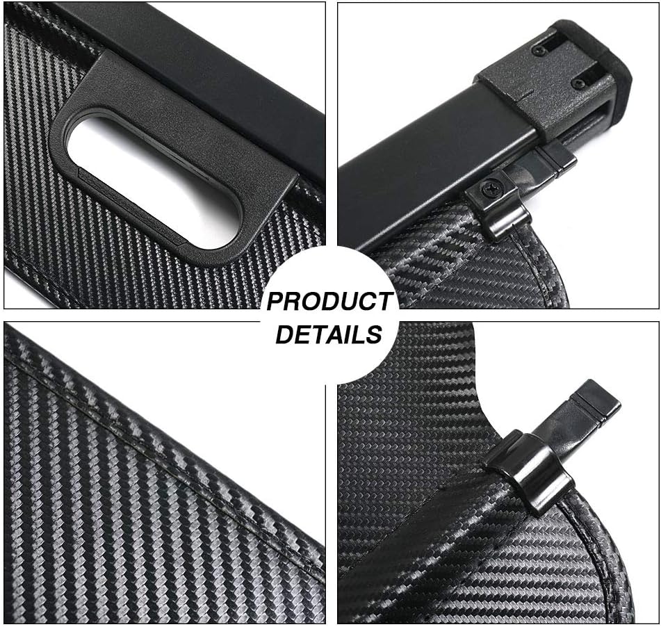 Black Carbon Fiber Texture Retractable Rear Trunk Cover Pack of 2 C218540
