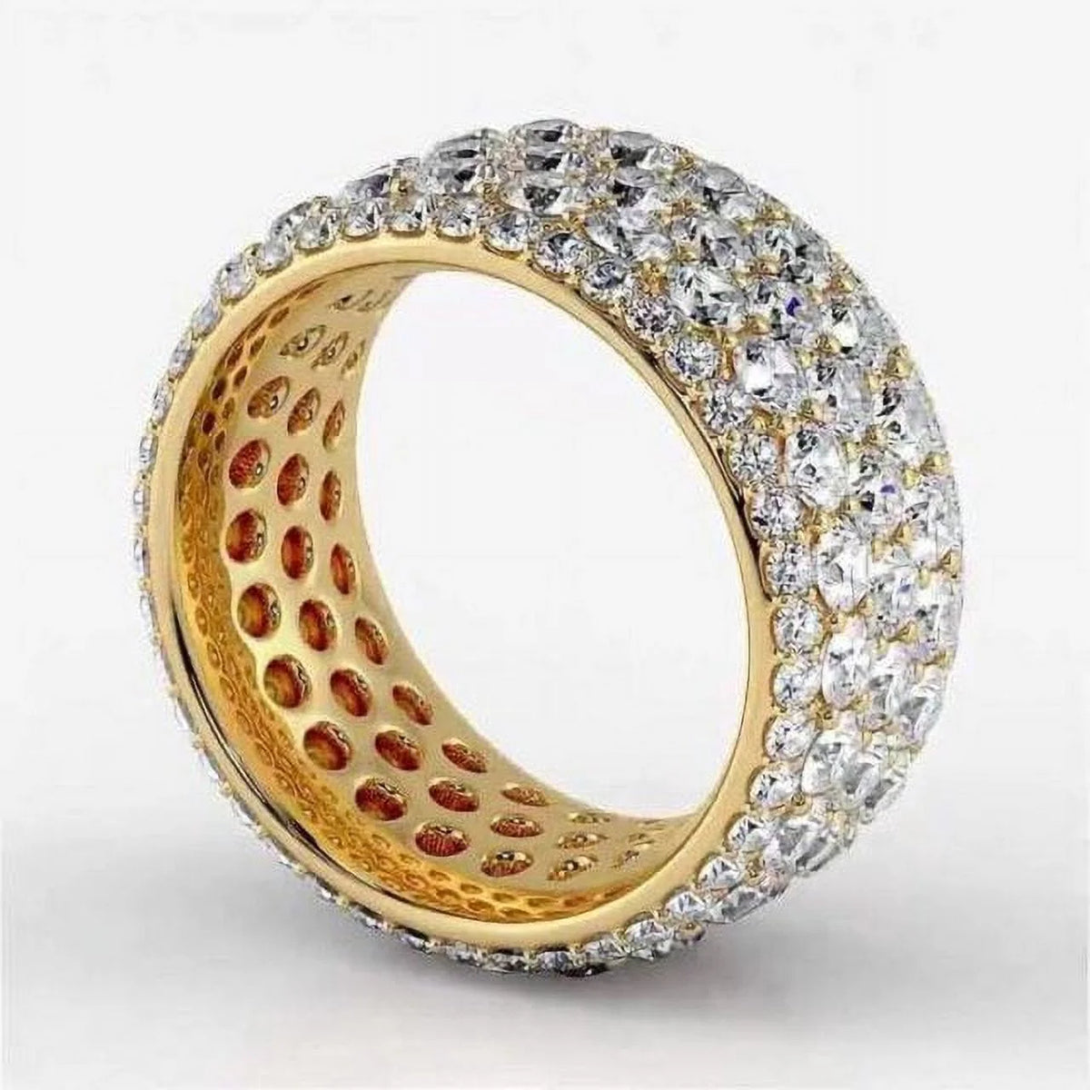 14K Yellow Gold Lab Grown Diamond Round Cut Band Ring V56252
