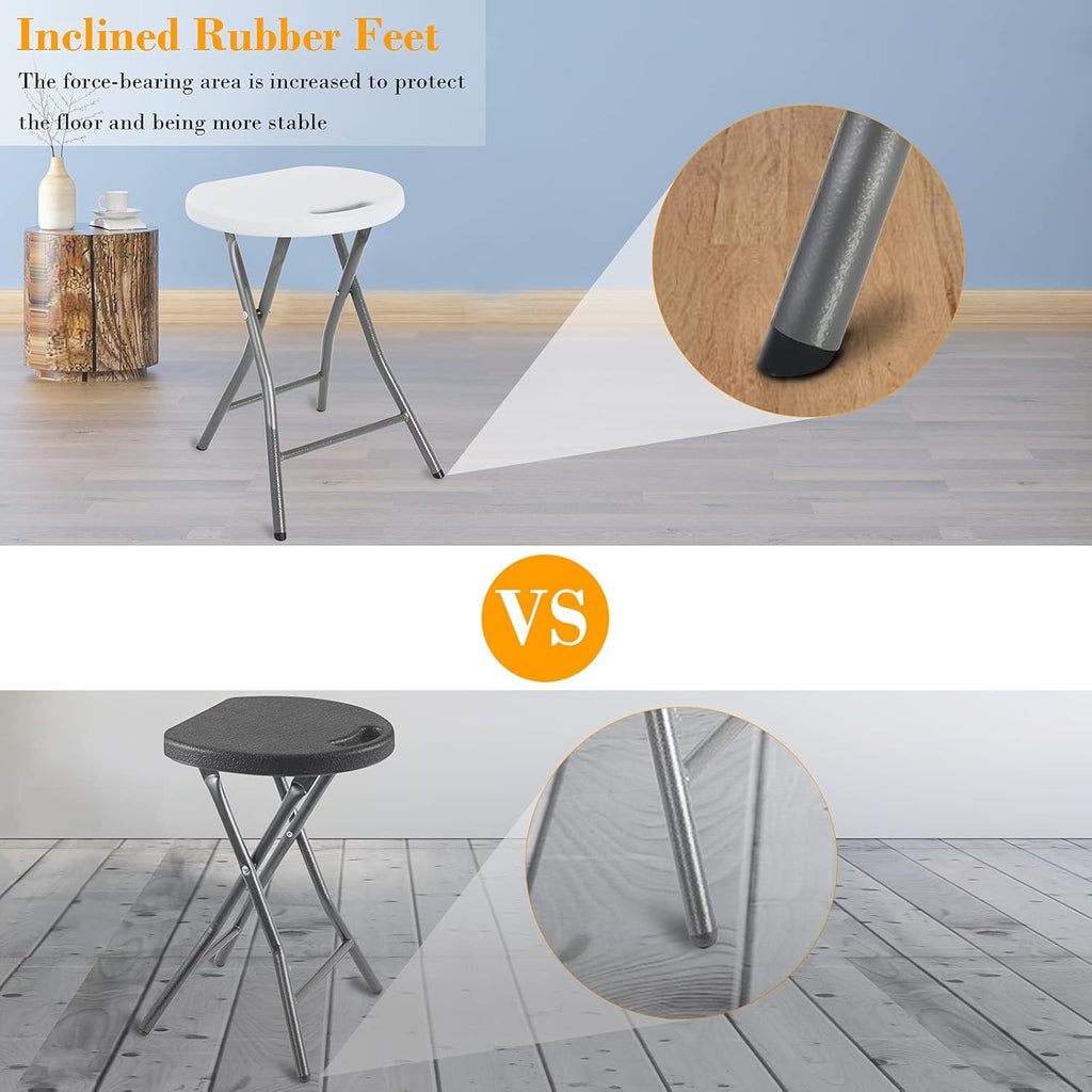 White 18 inch Set of 4 Folding Stool with Handle G128