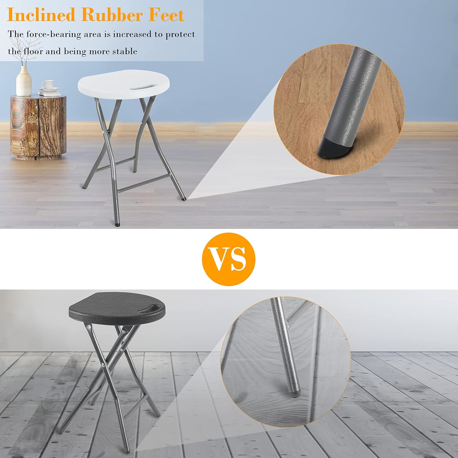 White 18 inch Set of 4 Folding Stool with Handle G128