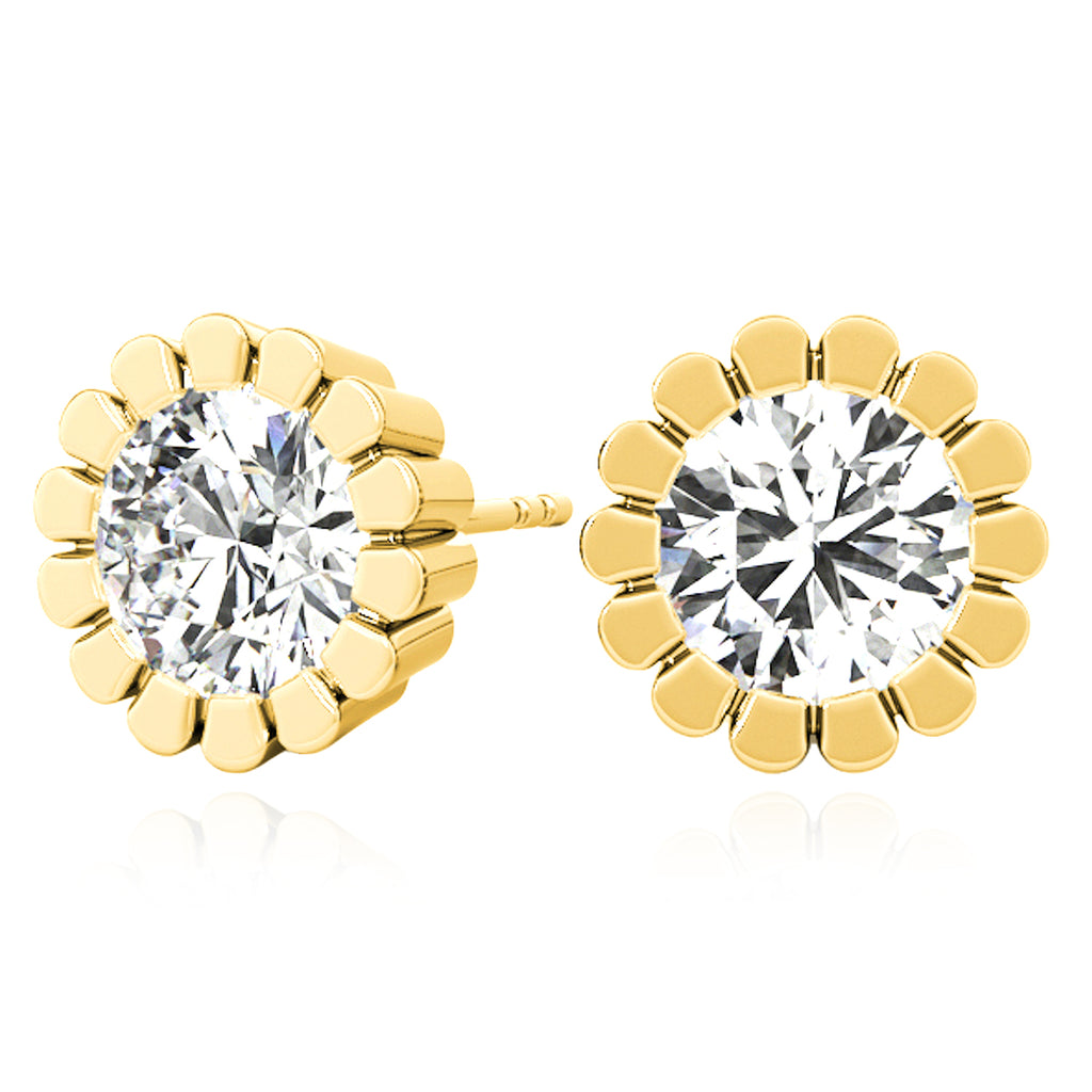 14K Gold Flower Stud Earrings L794