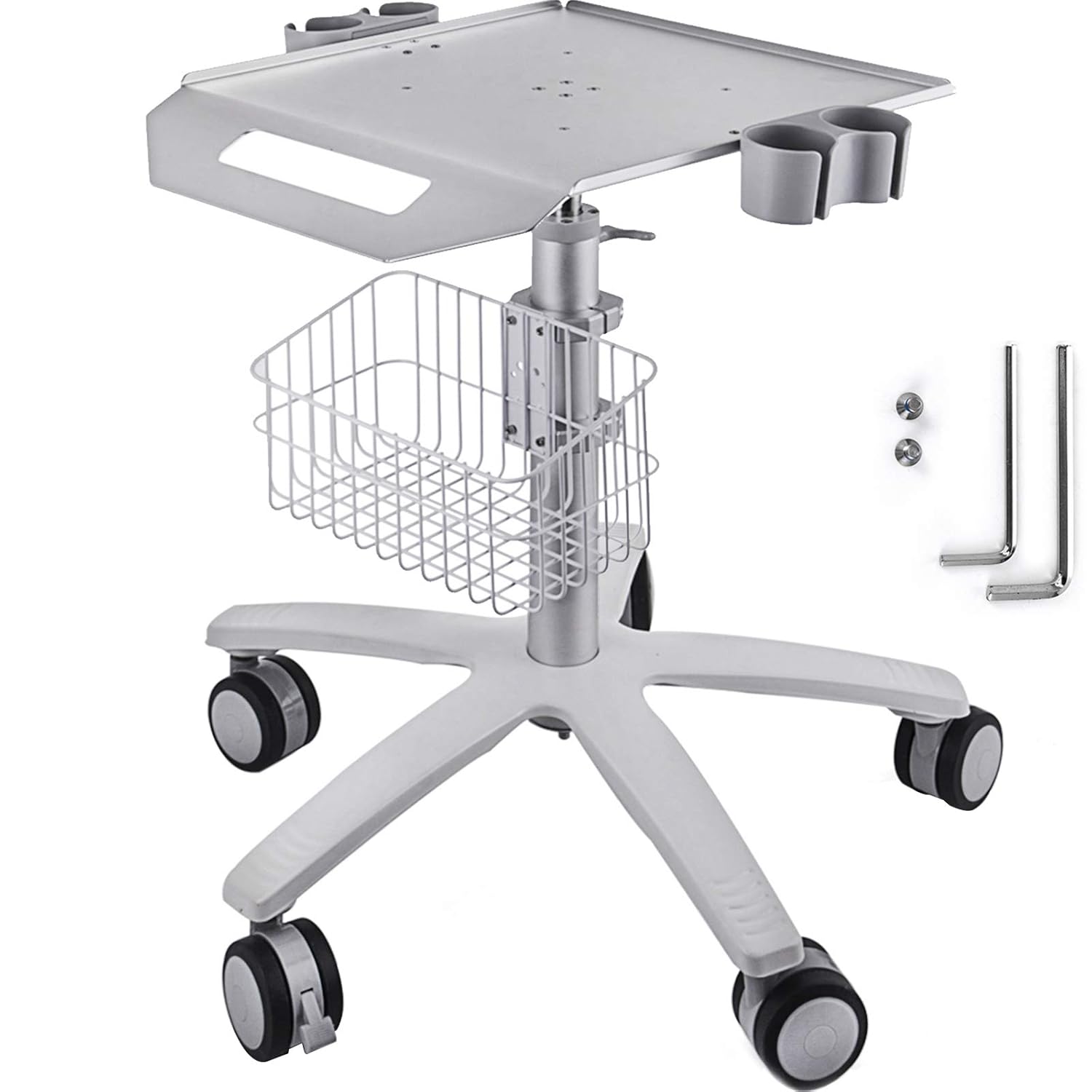 Mobile Trolley Cart Height Adjustable Rolling Desktop Cart with Large Tabletop X117
