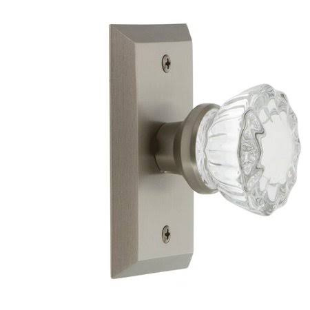 Clear Crystal Double Dummy Door Knob with Satin Nickel Studio Plate M56987