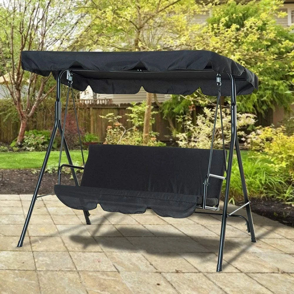 3-Person Metal Porch Swing Bench with Canopy Q967