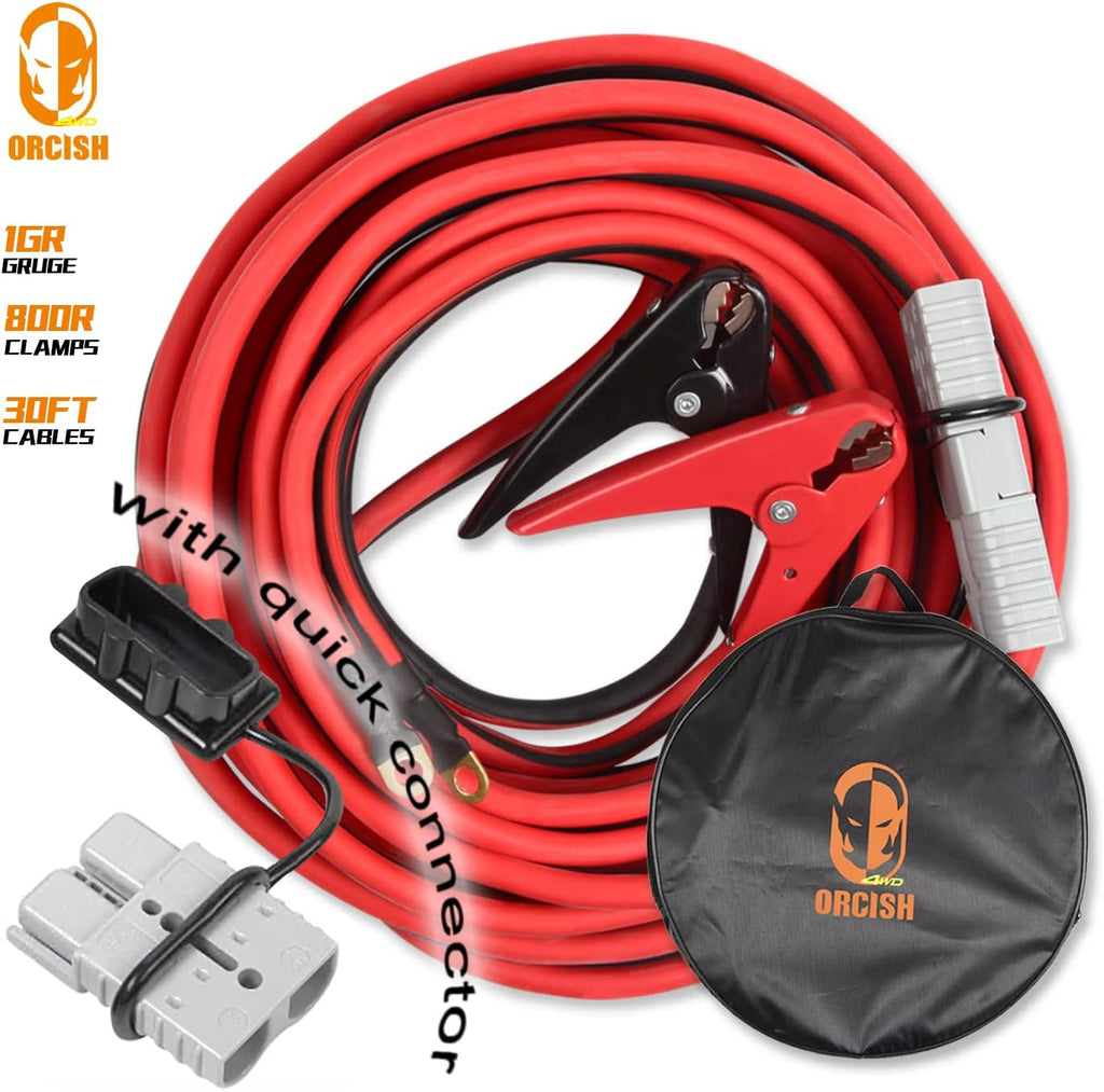 30 Feet 1 Gauge 800A Heavy Duty Booster Cable with Carry Bag M486