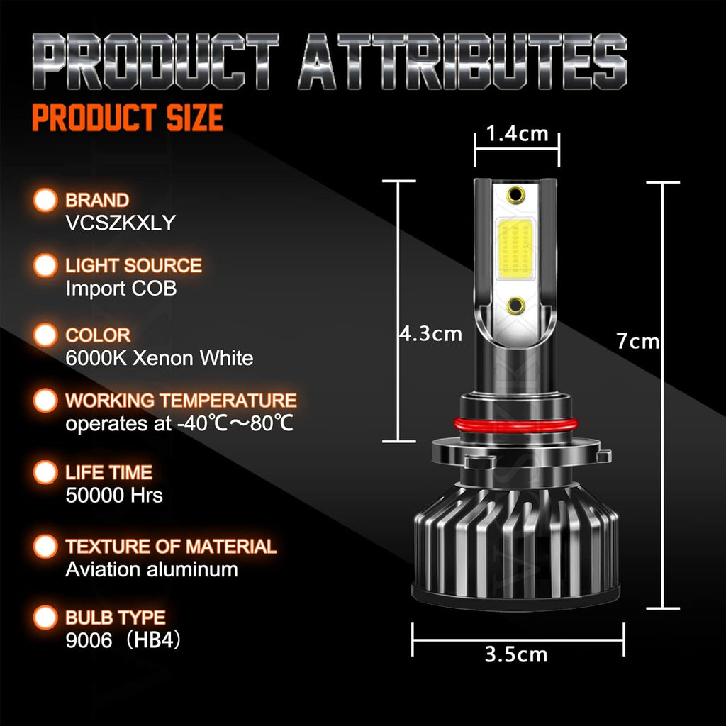 9005 H11 LED Headlight Bulb Combo, 6500K Cool White, Pack of 4 L2521