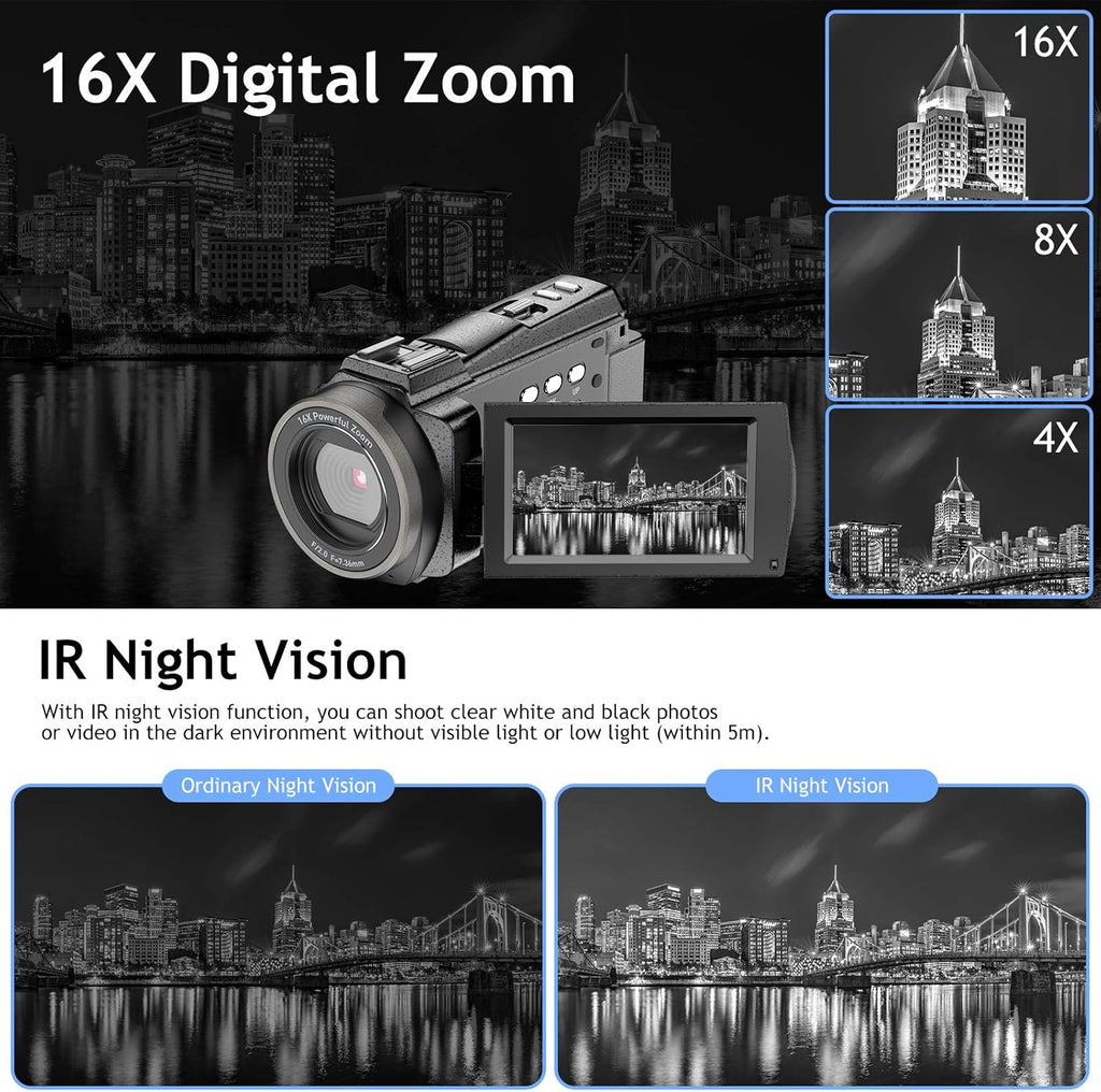 4K 48MP Ultra HD WiFi Digital Camera Camcorder with Microphone B740378
