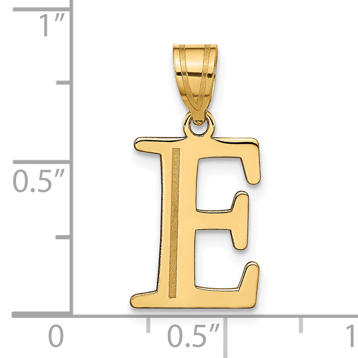 14K Yellow Gold Etched Letter E Initial Pendant Charm with 10K Yellow Gold Rope Chain Necklace 16'' D827411