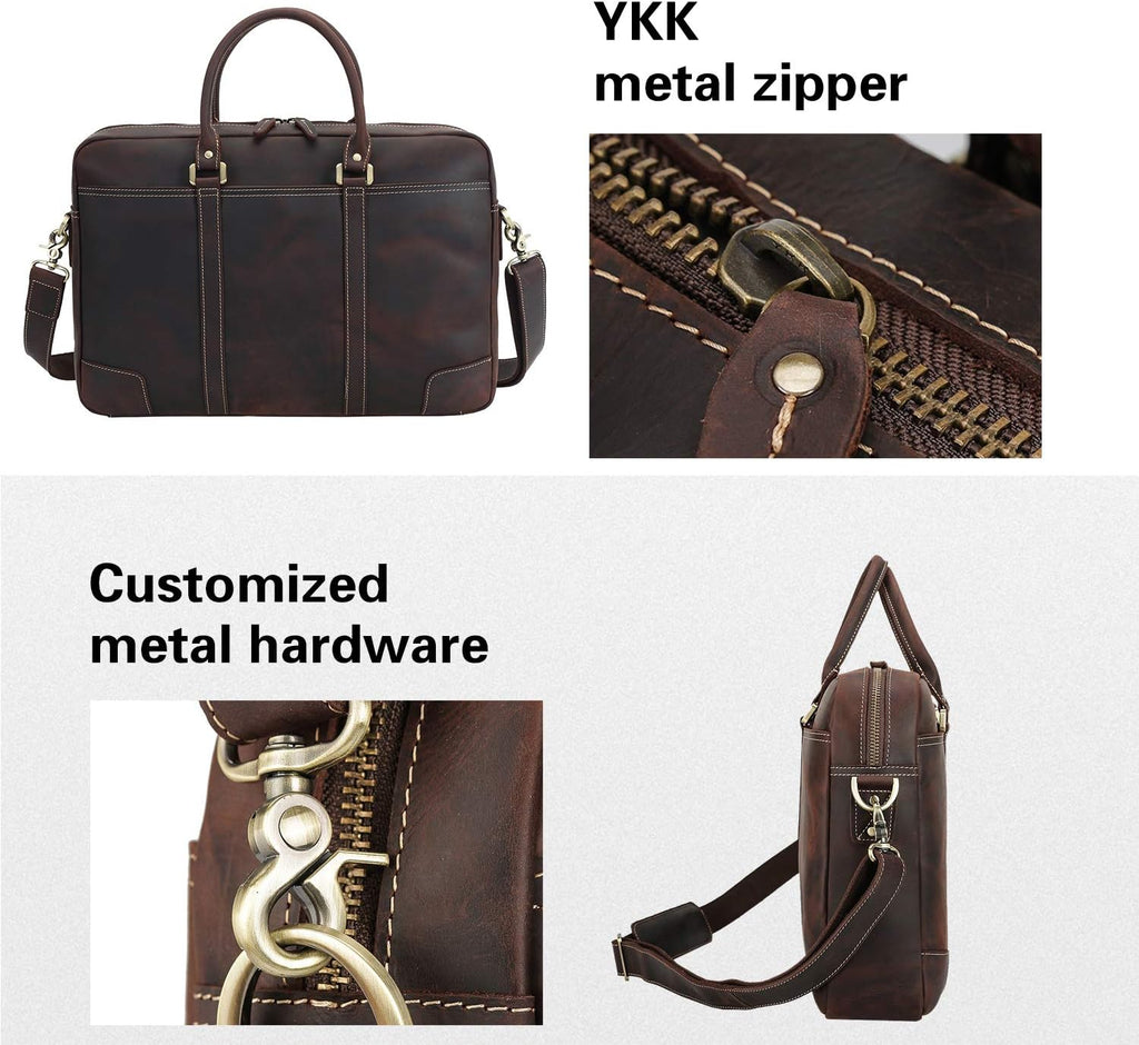 Full Grain Leather 18.5'' Laptop Briefcase Messenger Bag M23846