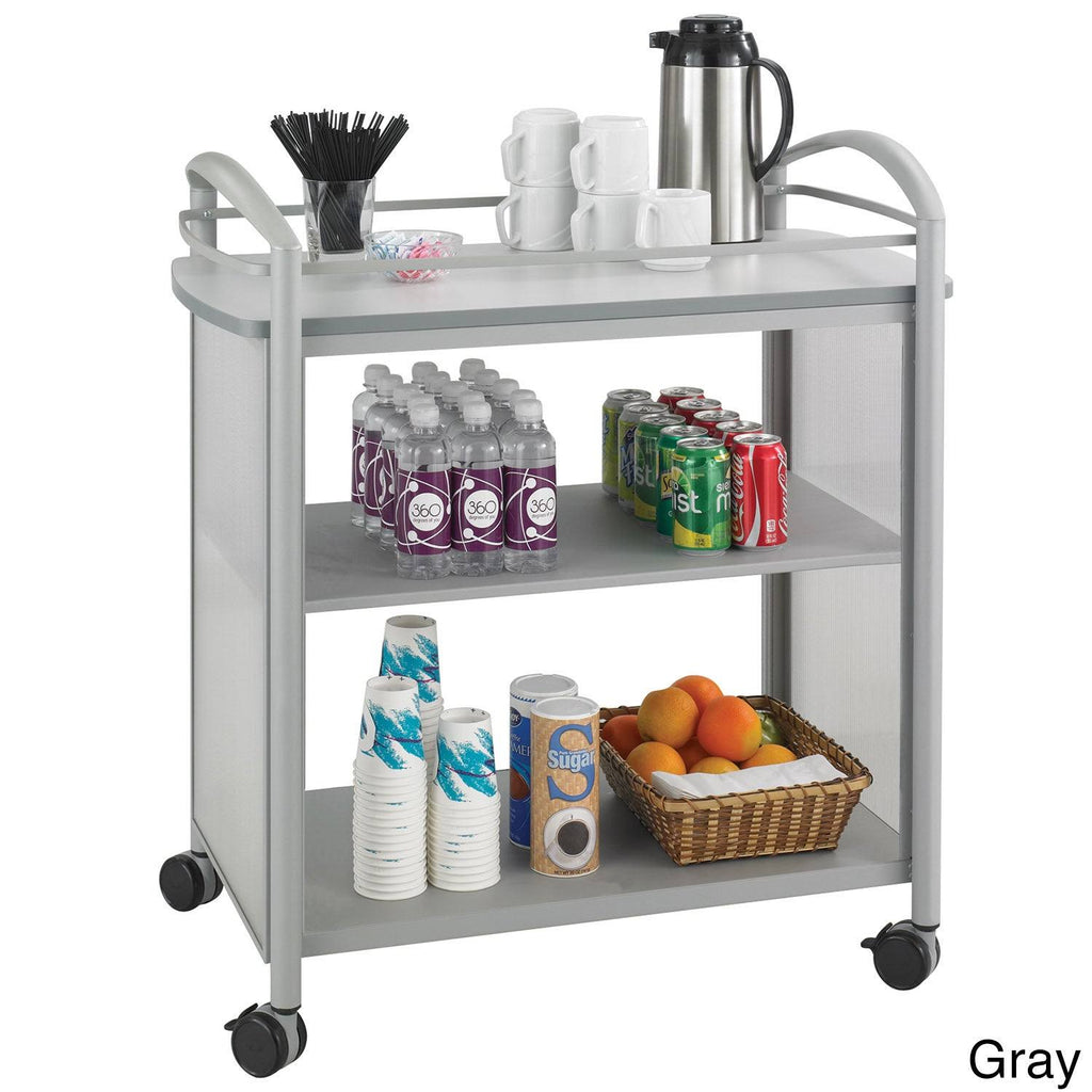 Black Cherry Polycarbonate Steel Beverage Cart Trolley with 3 Shelves M3964