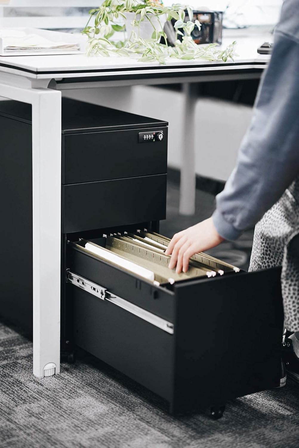 Steel 3-Drawer Under Desk File Cabinet E9862