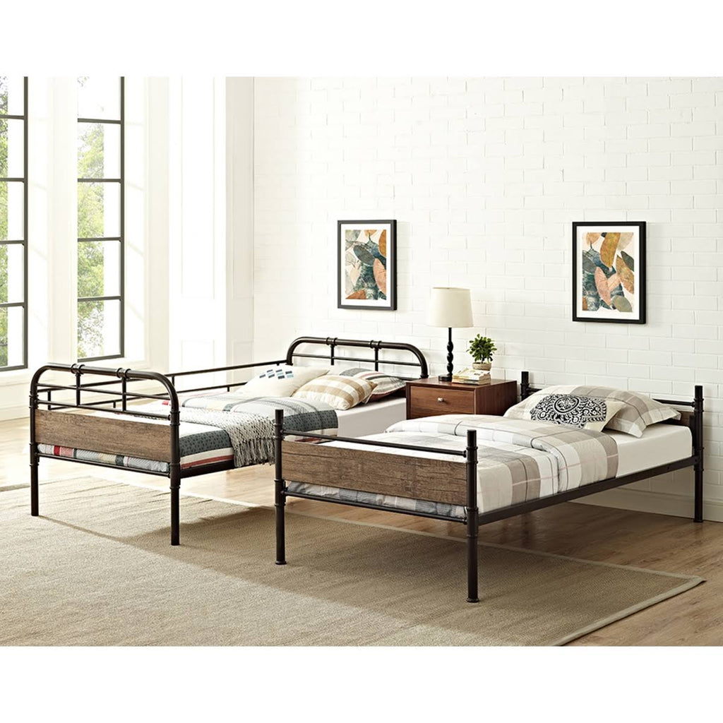 Twin Over Twin Metal Wood Bunk Bed P246502