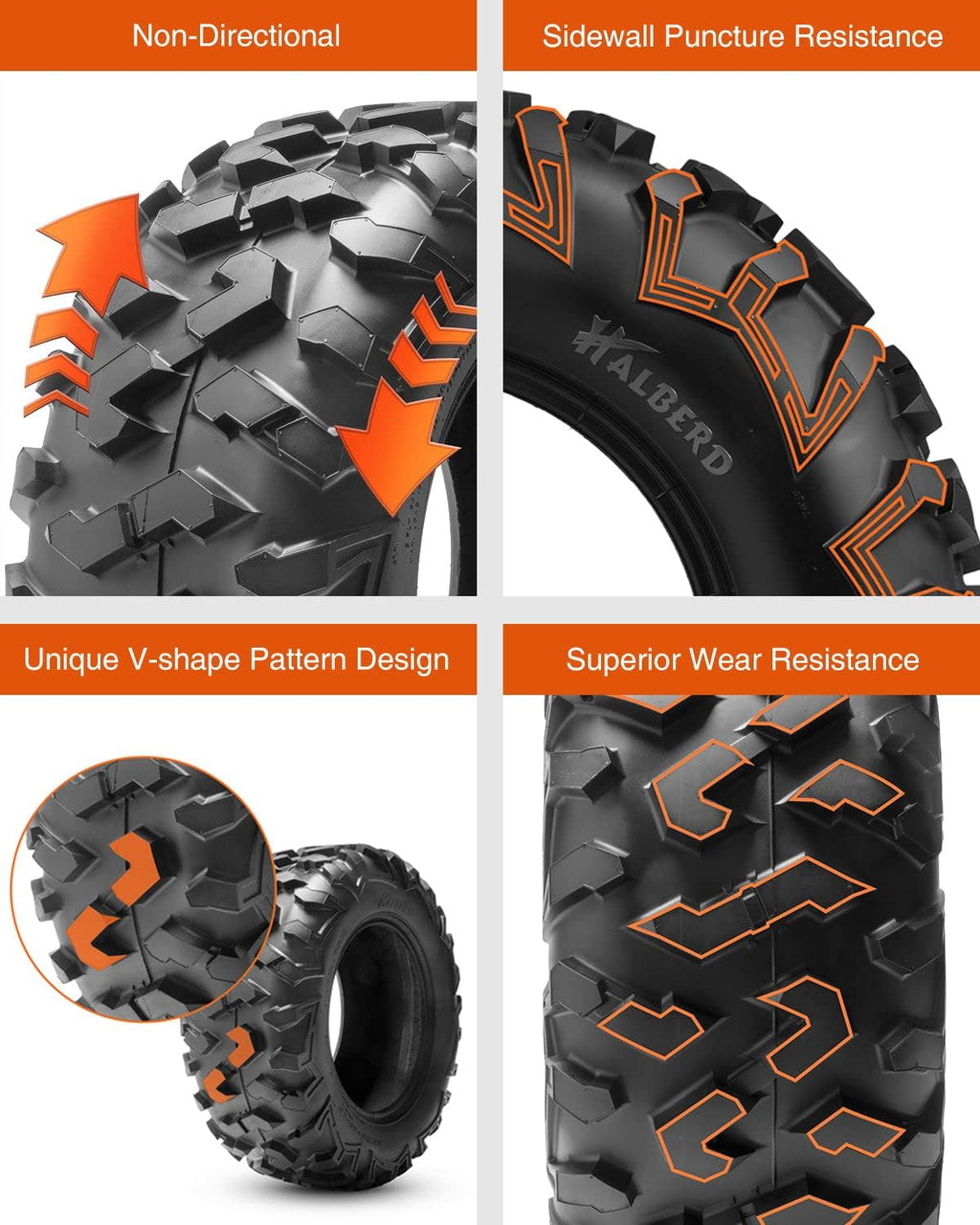 Set of 4 ATV UTV Tires 25x8-12 25x10-12 17MM Tread Depth P645
